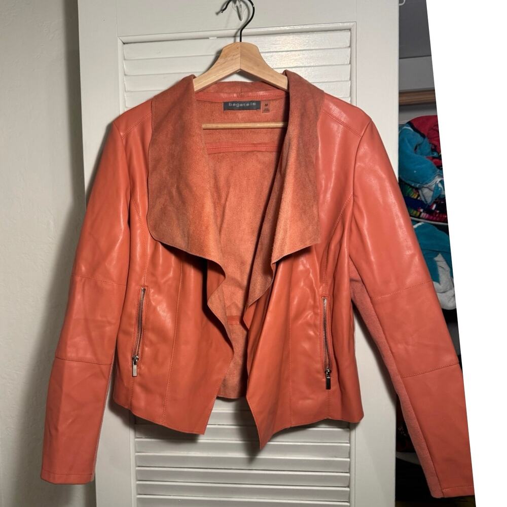 bagatelle vegan leather coral jacket